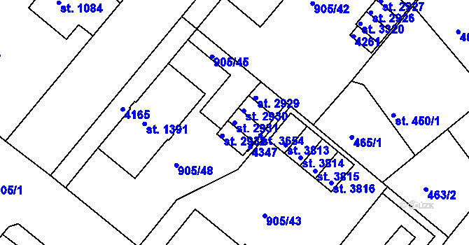 Parcela st. 2931 v KÚ Lanškroun, Katastrální mapa
