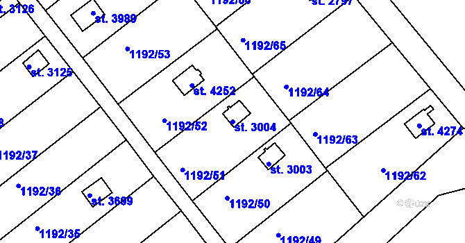 Parcela st. 3004 v KÚ Lanškroun, Katastrální mapa