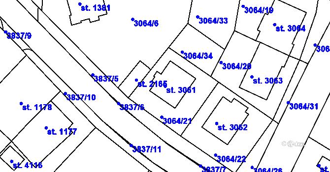 Parcela st. 3061 v KÚ Lanškroun, Katastrální mapa