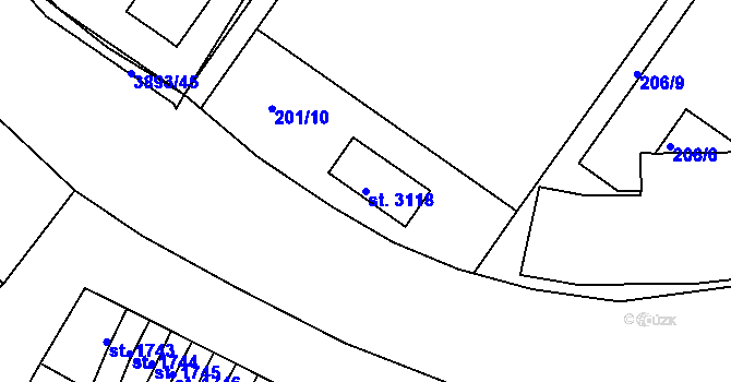 Parcela st. 3118 v KÚ Lanškroun, Katastrální mapa