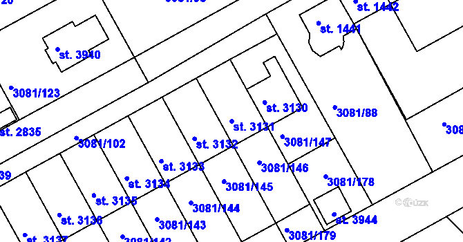 Parcela st. 3131 v KÚ Lanškroun, Katastrální mapa