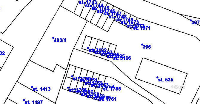 Parcela st. 3194 v KÚ Lanškroun, Katastrální mapa