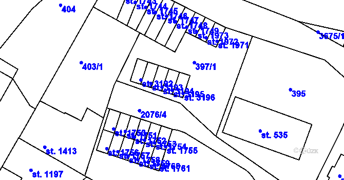 Parcela st. 3195 v KÚ Lanškroun, Katastrální mapa