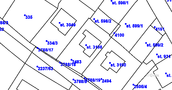Parcela st. 3198 v KÚ Lanškroun, Katastrální mapa