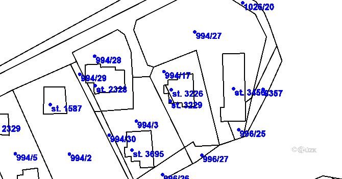 Parcela st. 3226 v KÚ Lanškroun, Katastrální mapa