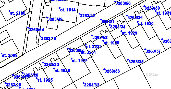 Parcela st. 3232 v KÚ Lanškroun, Katastrální mapa