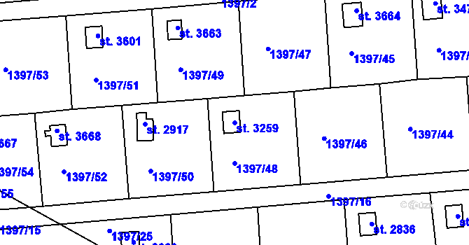 Parcela st. 3259 v KÚ Lanškroun, Katastrální mapa