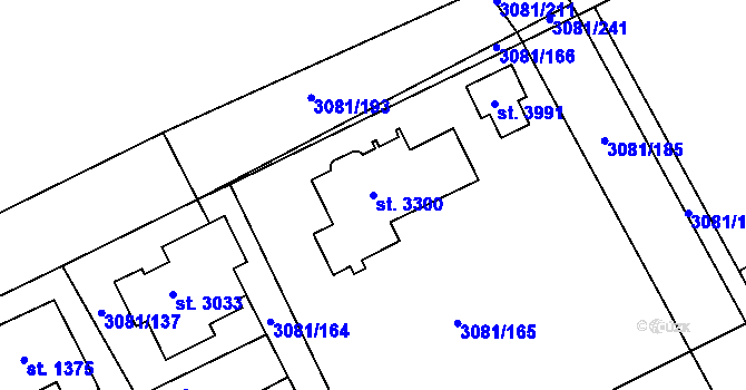 Parcela st. 3300 v KÚ Lanškroun, Katastrální mapa