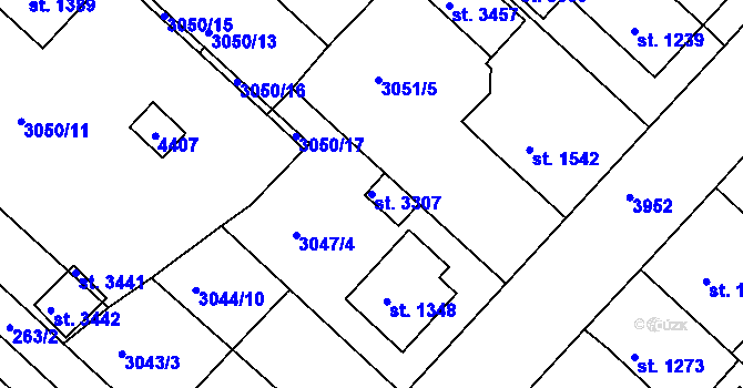 Parcela st. 3307 v KÚ Lanškroun, Katastrální mapa