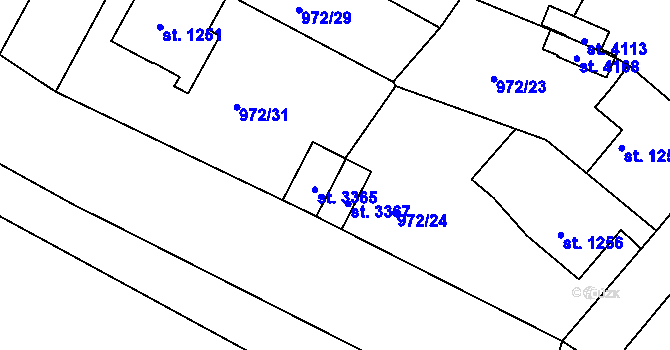 Parcela st. 3366 v KÚ Lanškroun, Katastrální mapa