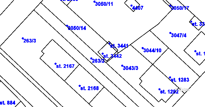 Parcela st. 3442 v KÚ Lanškroun, Katastrální mapa