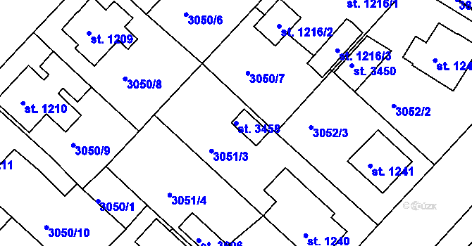 Parcela st. 3458 v KÚ Lanškroun, Katastrální mapa