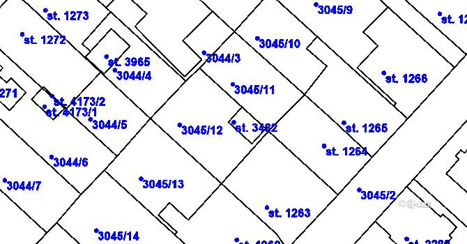 Parcela st. 3482 v KÚ Lanškroun, Katastrální mapa