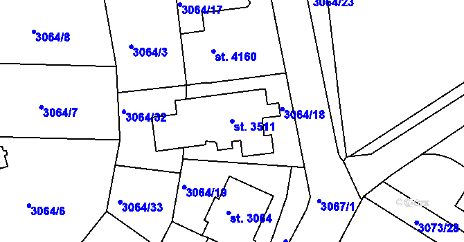 Parcela st. 3511 v KÚ Lanškroun, Katastrální mapa