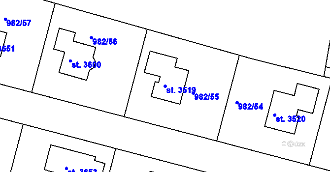 Parcela st. 3519 v KÚ Lanškroun, Katastrální mapa