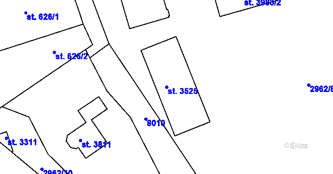 Parcela st. 3525 v KÚ Lanškroun, Katastrální mapa