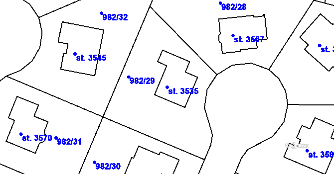 Parcela st. 3535 v KÚ Lanškroun, Katastrální mapa
