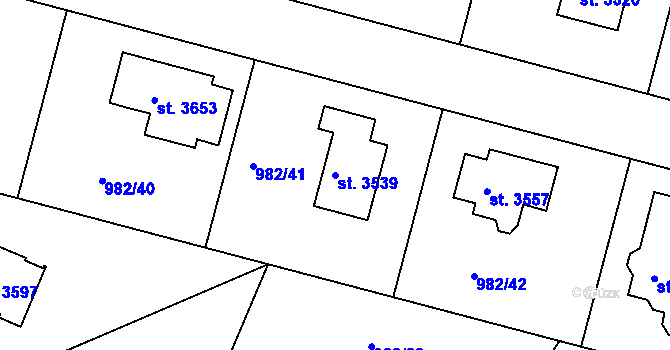 Parcela st. 3539 v KÚ Lanškroun, Katastrální mapa