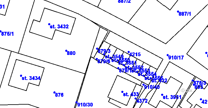 Parcela st. 3549 v KÚ Lanškroun, Katastrální mapa
