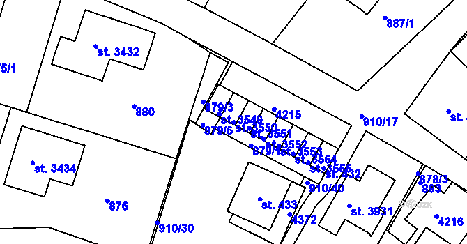 Parcela st. 3550 v KÚ Lanškroun, Katastrální mapa