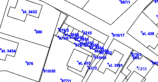 Parcela st. 3552 v KÚ Lanškroun, Katastrální mapa