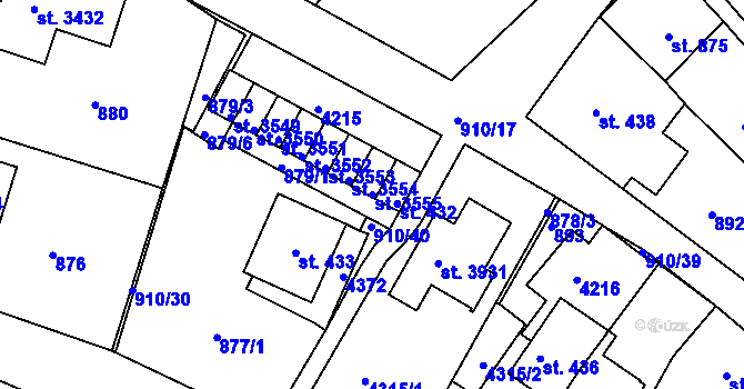 Parcela st. 3555 v KÚ Lanškroun, Katastrální mapa
