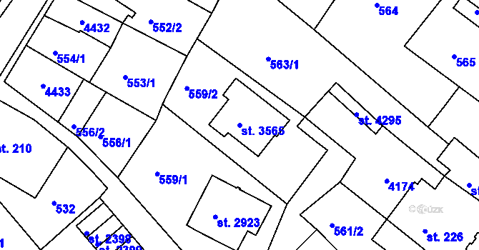 Parcela st. 3565 v KÚ Lanškroun, Katastrální mapa