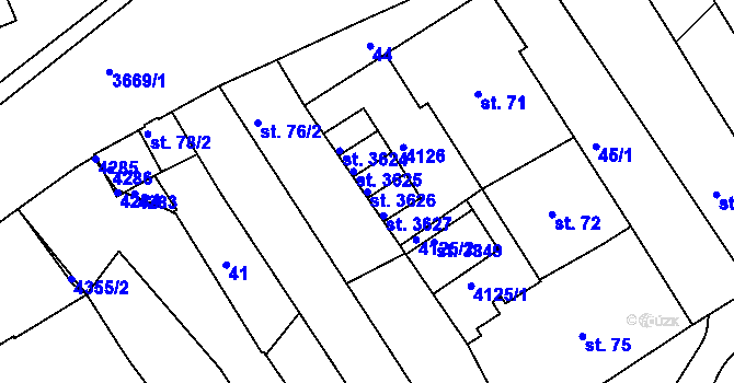 Parcela st. 3626 v KÚ Lanškroun, Katastrální mapa