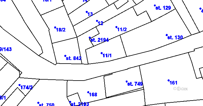 Parcela st. 11/1 v KÚ Lanškroun, Katastrální mapa