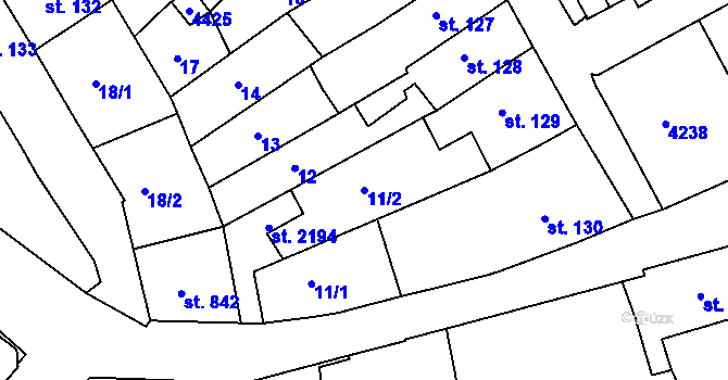 Parcela st. 11/2 v KÚ Lanškroun, Katastrální mapa