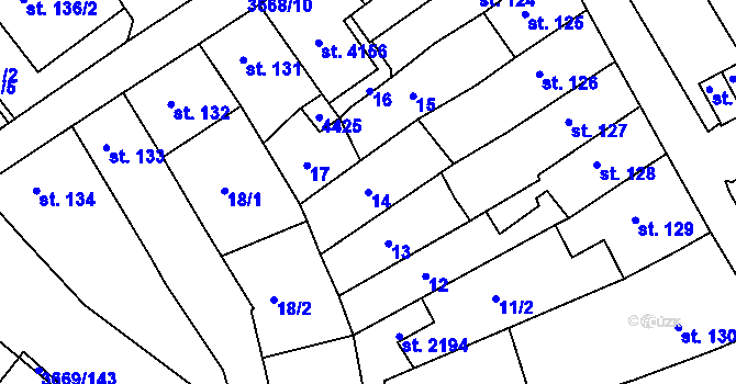 Parcela st. 14 v KÚ Lanškroun, Katastrální mapa