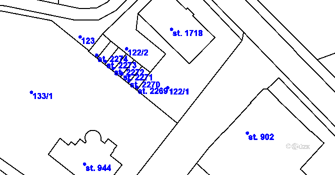 Parcela st. 122/1 v KÚ Lanškroun, Katastrální mapa
