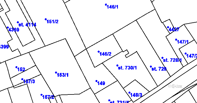 Parcela st. 146/2 v KÚ Lanškroun, Katastrální mapa