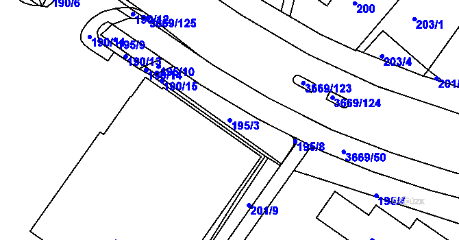 Parcela st. 195/3 v KÚ Lanškroun, Katastrální mapa
