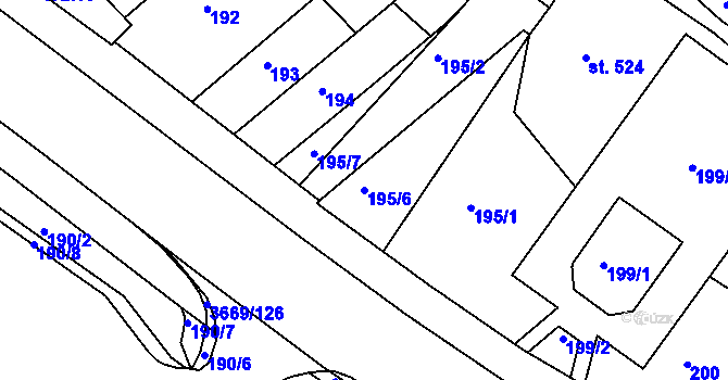 Parcela st. 195/6 v KÚ Lanškroun, Katastrální mapa