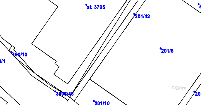 Parcela st. 201/7 v KÚ Lanškroun, Katastrální mapa