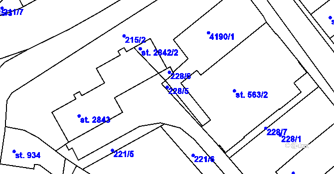 Parcela st. 228/5 v KÚ Lanškroun, Katastrální mapa