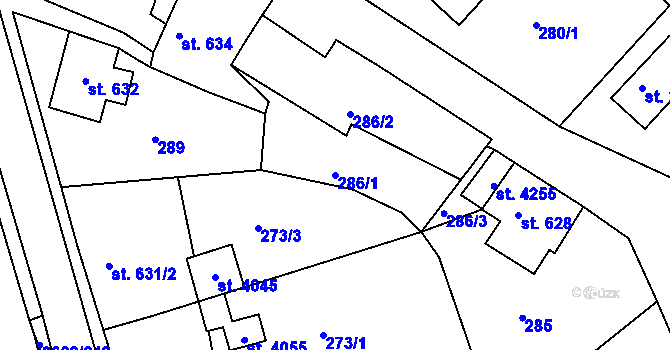 Parcela st. 286/1 v KÚ Lanškroun, Katastrální mapa