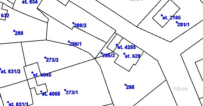 Parcela st. 286/3 v KÚ Lanškroun, Katastrální mapa