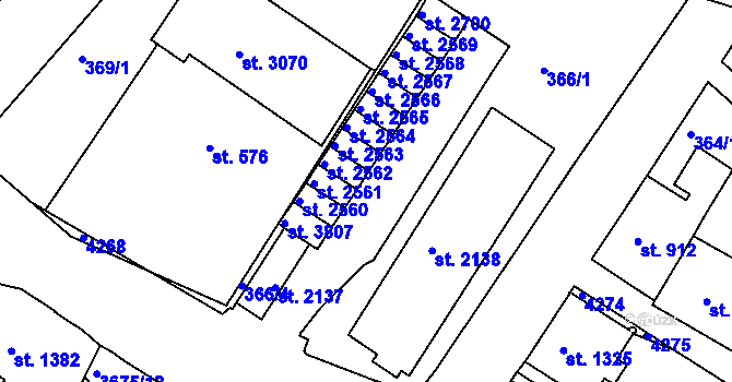 Parcela st. 366/2 v KÚ Lanškroun, Katastrální mapa