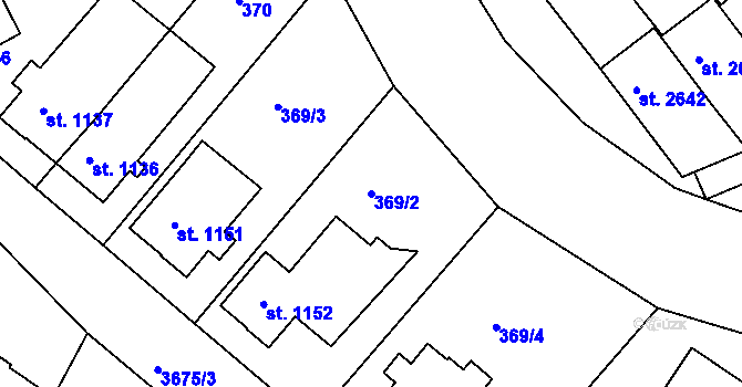 Parcela st. 369/2 v KÚ Lanškroun, Katastrální mapa