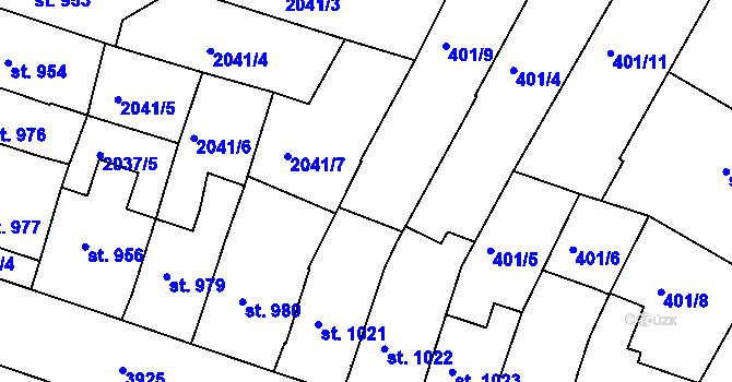 Parcela st. 401/3 v KÚ Lanškroun, Katastrální mapa