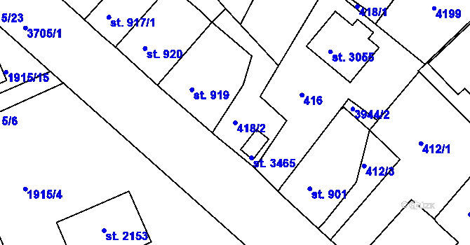 Parcela st. 418/2 v KÚ Lanškroun, Katastrální mapa