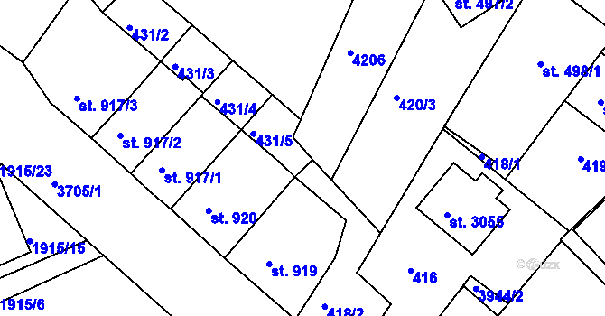 Parcela st. 420/4 v KÚ Lanškroun, Katastrální mapa