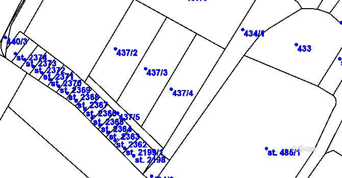 Parcela st. 437/4 v KÚ Lanškroun, Katastrální mapa