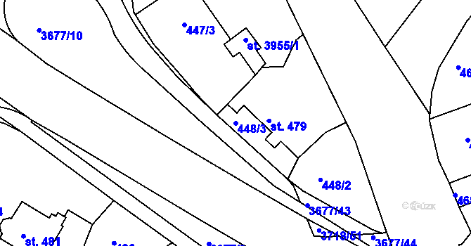Parcela st. 448/3 v KÚ Lanškroun, Katastrální mapa
