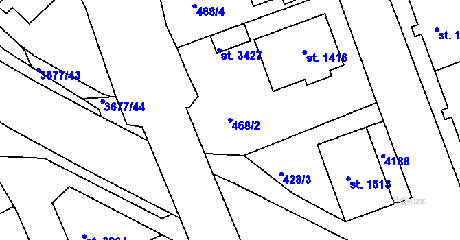 Parcela st. 468/2 v KÚ Lanškroun, Katastrální mapa