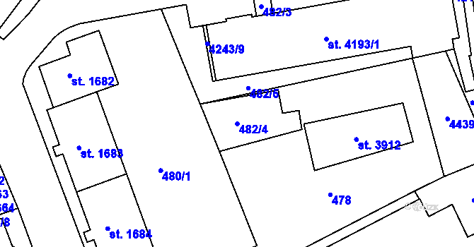 Parcela st. 482/4 v KÚ Lanškroun, Katastrální mapa
