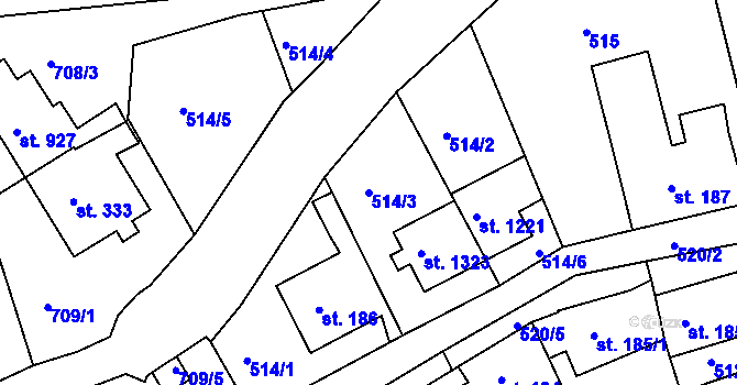 Parcela st. 514/3 v KÚ Lanškroun, Katastrální mapa
