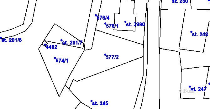 Parcela st. 577/2 v KÚ Lanškroun, Katastrální mapa